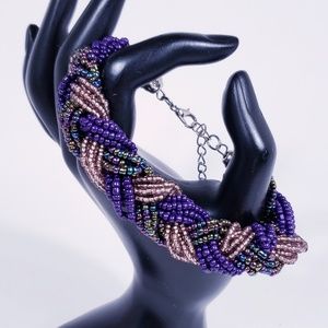Metal Beaded Multicolored Braided Bracelet